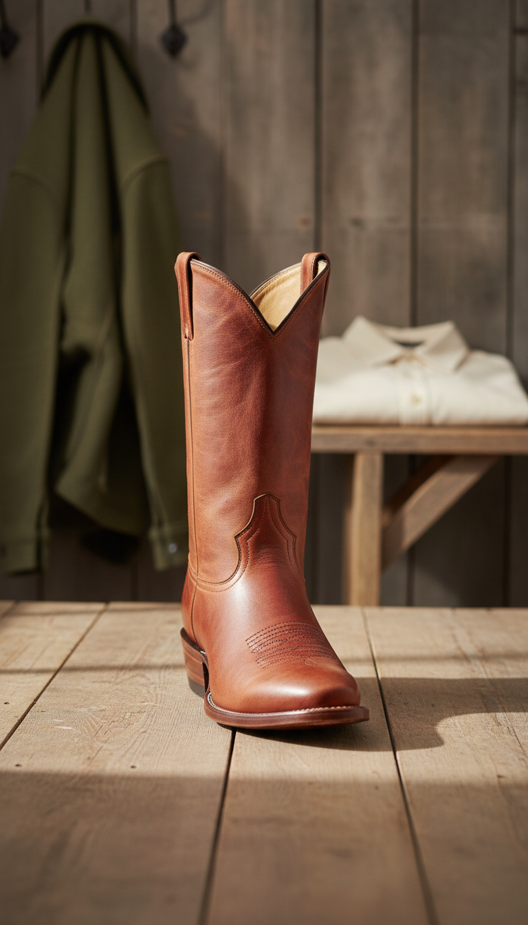 Clay Red Leather Cowboy Boot