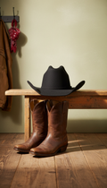 Black Felt Cowboy Hat Vintage-Inspired